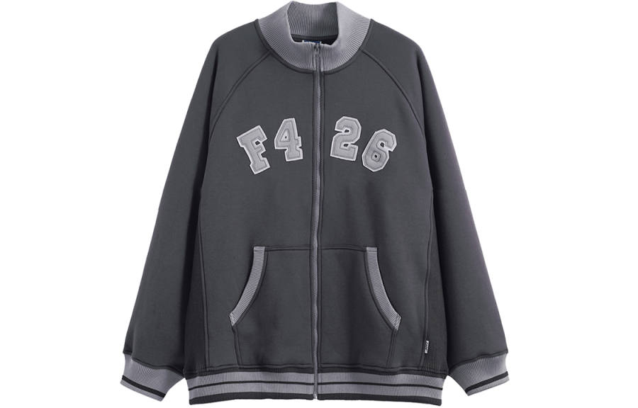 F426 Sweatshirts Unisex Stand Collar Thickened Cardigan