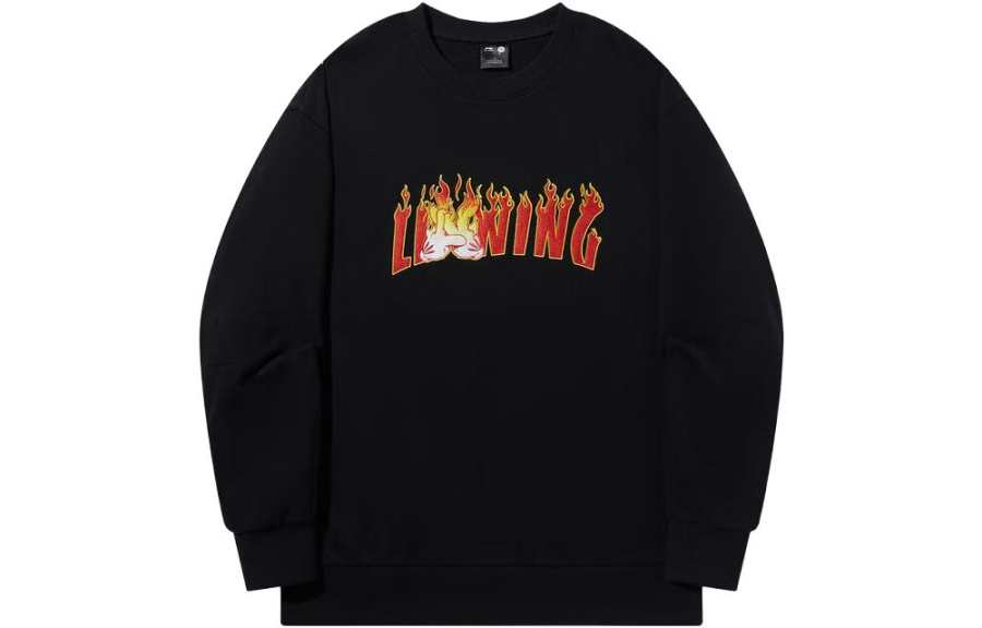 Li-Ning Li Ning Sweatshirts Unisex Black Crew Neck Moderate Regular