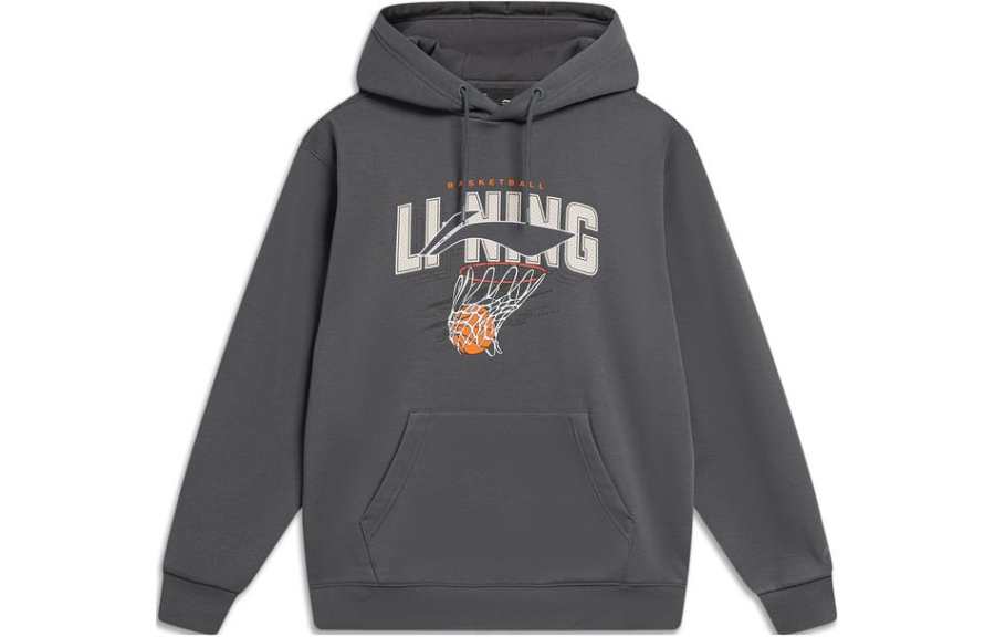 Li-Ning Li Ning Sports Fashion Collection Letter Print Casual Fleece Lined Hooded Pullover Long Sleeved Sweatshirt Men's