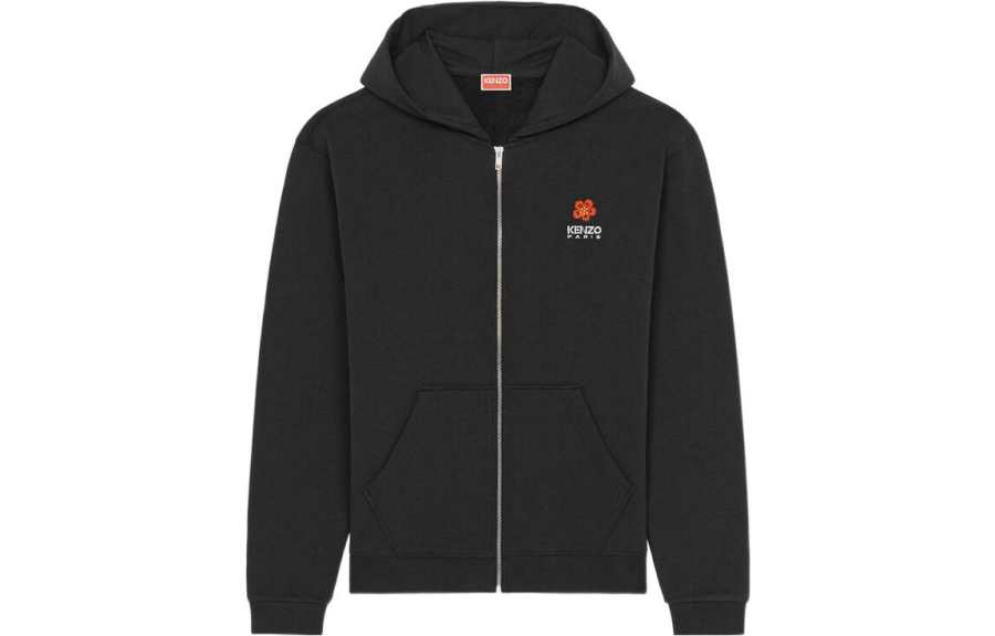 KENZO Sweatshirts Men's Black Hooded Moderate Cardigan