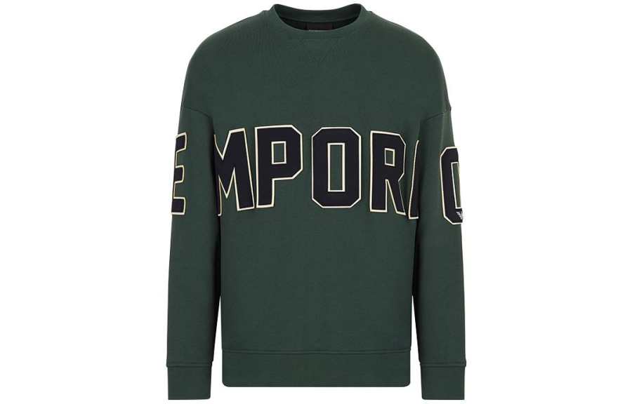 EMPORIO ARMANI Sweatshirts Men's Green Crew Neck Moderate Regular