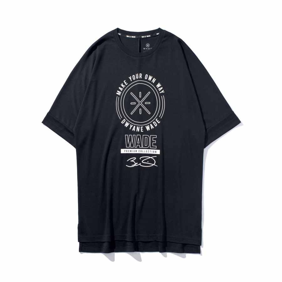 Li-Ning Li Ning T Shirts Men's Black Crew Neck Moderate Straight Fit