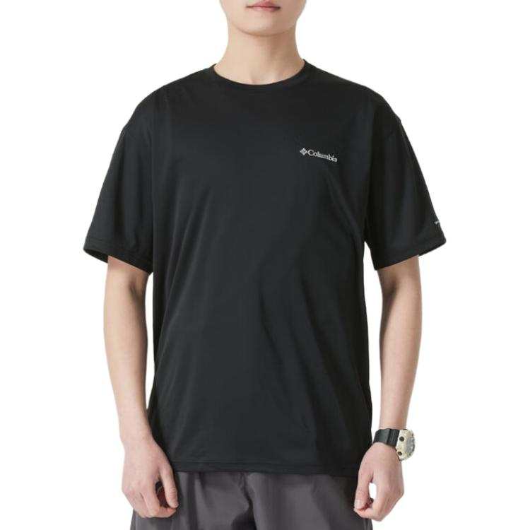 Columbia T Shirts Men's Black Crew Neck Moderate Straight Fit