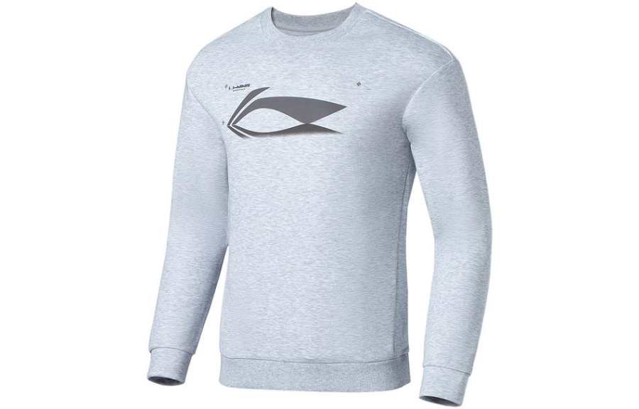 Li-Ning Li Ning Fitness Series Sweatshirts Men's Light Blue Crew Neck Moderate Regular