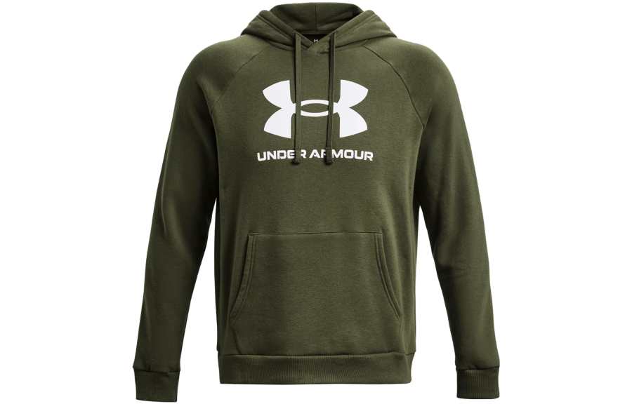 Under Armour Rival Fleece Sweatshirts Men's Green Hooded Moderate Regular