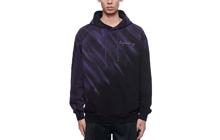 Feng Chen Wang Sweatshirts Unisex Black Purple Hooded Non Detachable Moderate