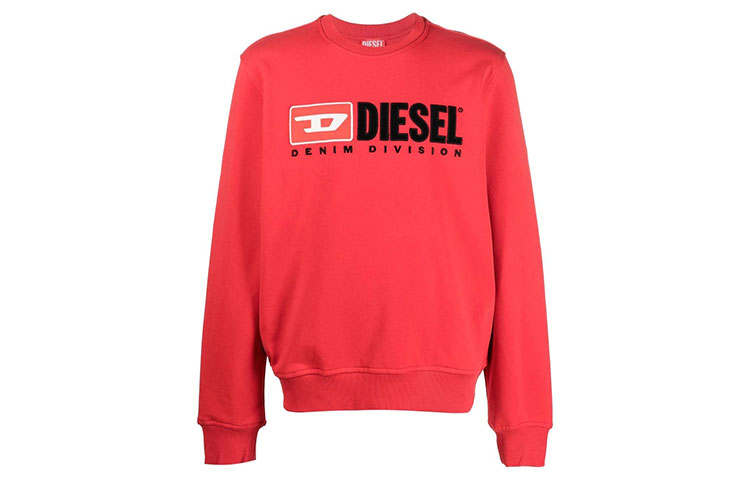 DIESEL Sweatshirts Men's Red Crew Neck Moderate Regular