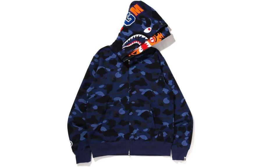 A BATHING APE Bape Color Camo Tiger Shark Wide Full Zip Double Hoodie SS22