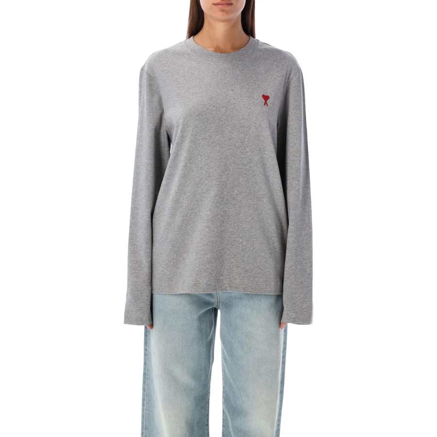 AMIPARIS Ami Paris Ami De Coeur Logo Embroidered Long Sleeved T Shirt