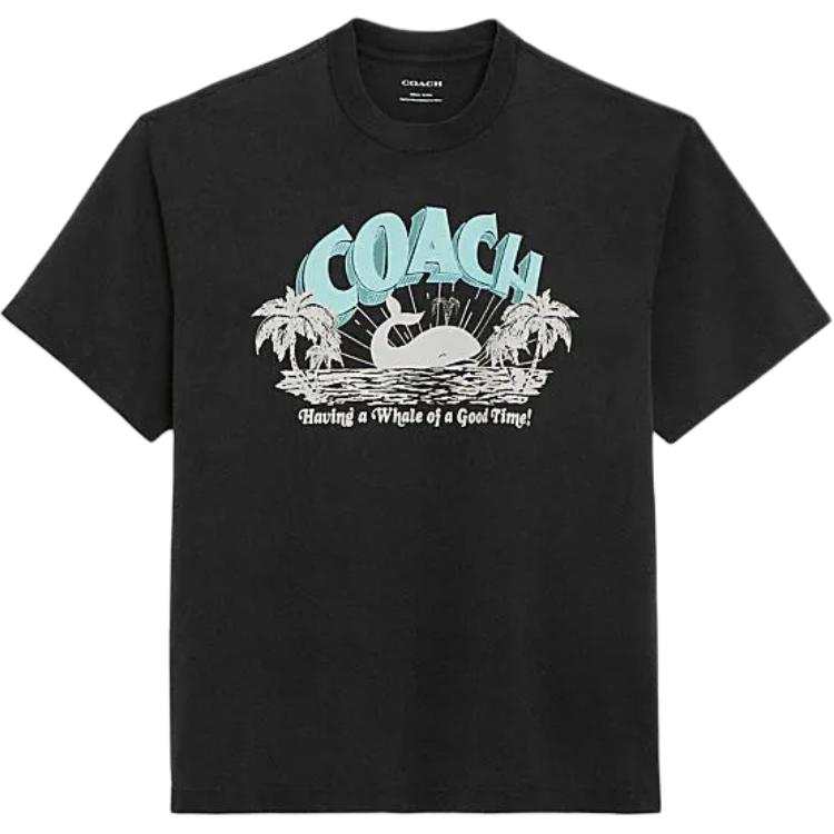 COACH Letter Print Crew Neck Short Sleeved SS24 T Shirt Men's Black