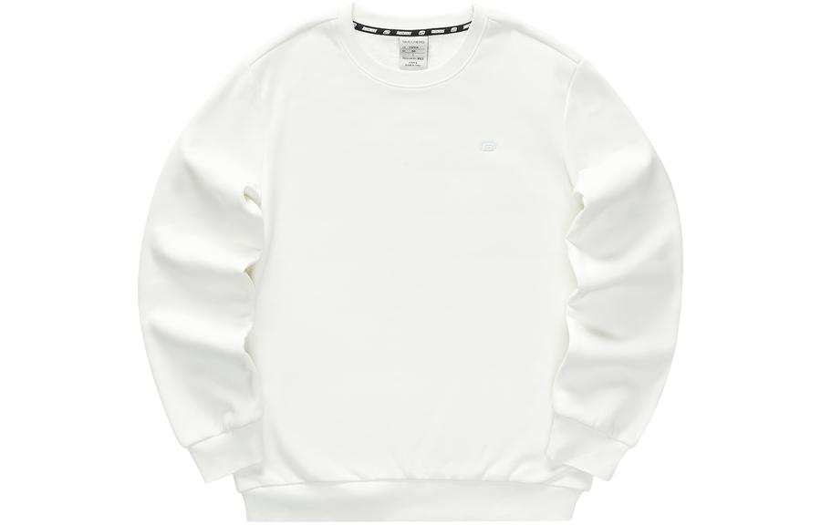 Skechers Colorful Solid Color Fleece Lined Knitted Fabric Crew Neck Pullover Sweatshirt Unisex Marshmallow White