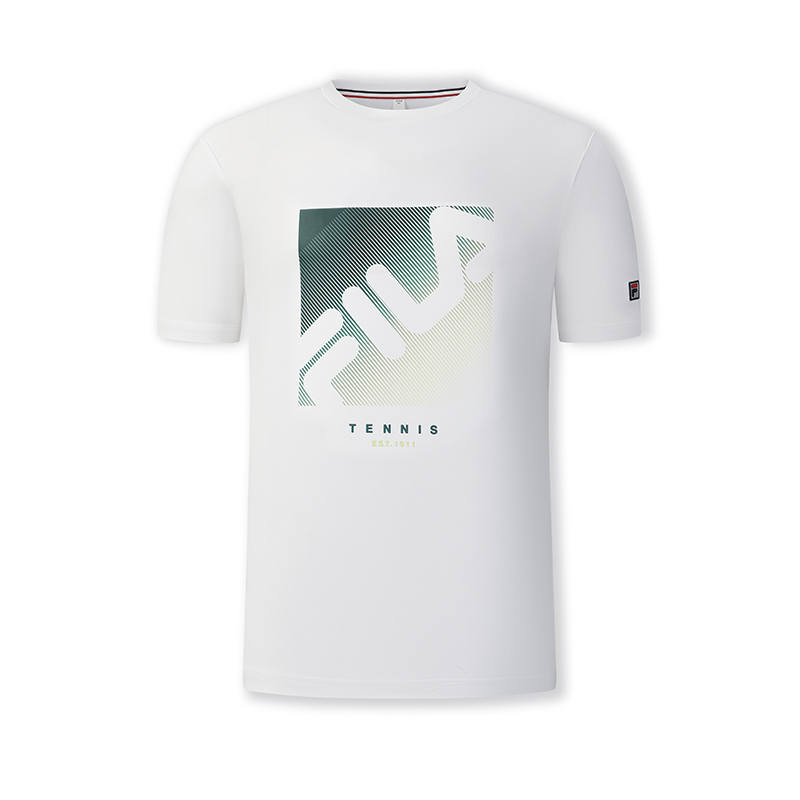 FILA T Shirts Men's Jade White Crew Neck Moderate Straight Fit