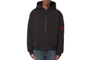 424 Sweatshirts Men's Black Hooded Moderate Cardigan