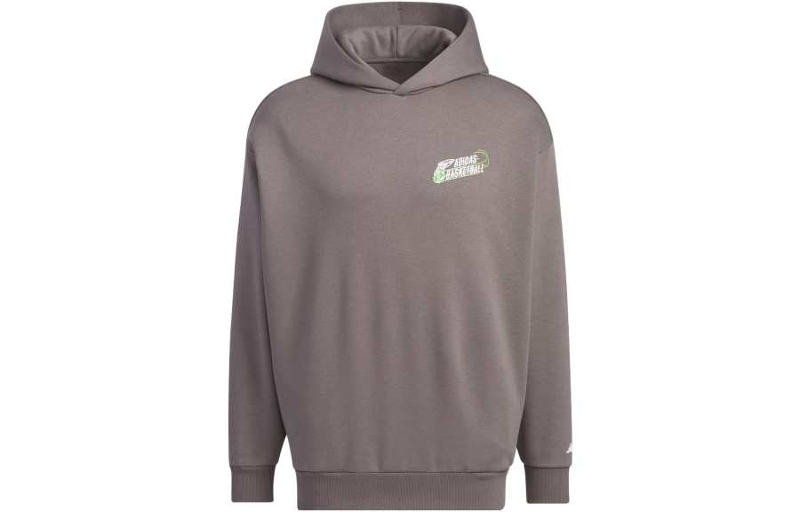 Adidas Adidas Basketball Graphic Hoodie Sweatshirt Unisex Charcoal Gray