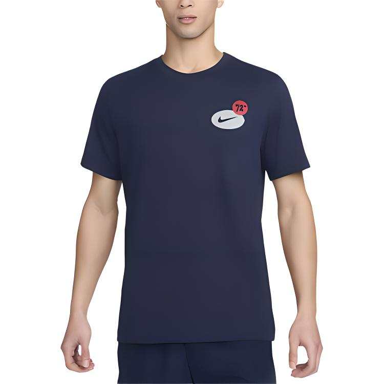 Nike Nike T Shirts Men's Marine Blue Crew Neck Moderate Straight Fit