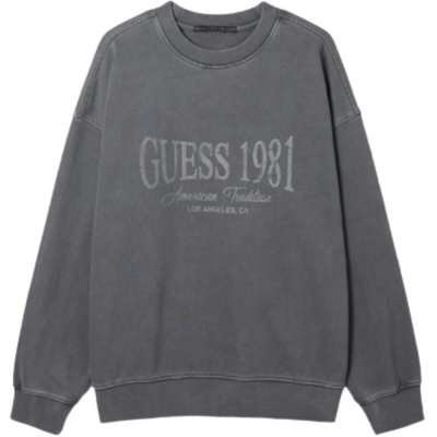 GUESS T Shirts Unisex Dark Gray Crew Neck Moderate Straight Fit