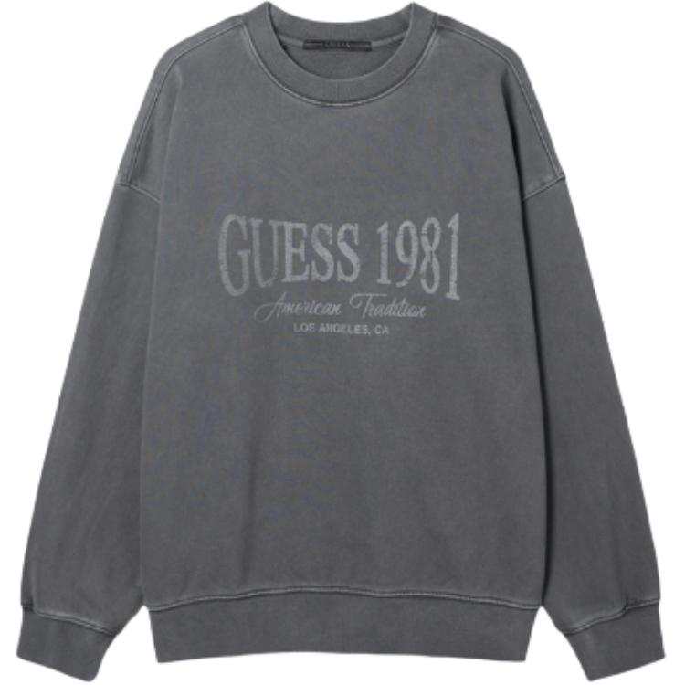 GUESS T Shirts Unisex Dark Gray Crew Neck Moderate Straight Fit