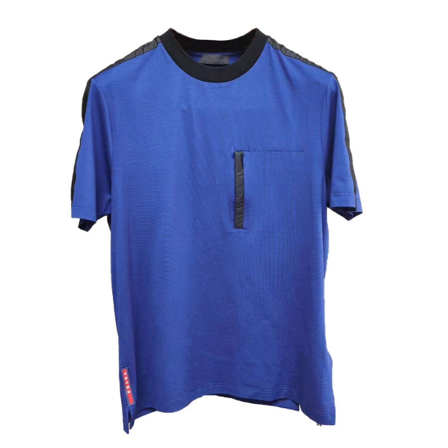 PRADA PRADA T Shirts Men's Blue Crew Neck Moderate Straight Fit