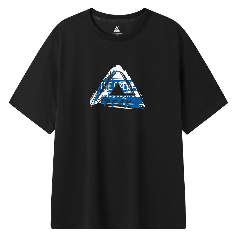 PEAK T Shirts Unisex Black Crew Neck Moderate Heavyweight