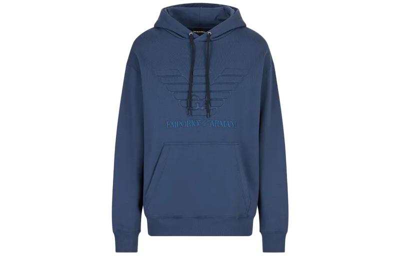 EMPORIO ARMANI Sweatshirts Men's Marine Blue Hooded Moderate Regular