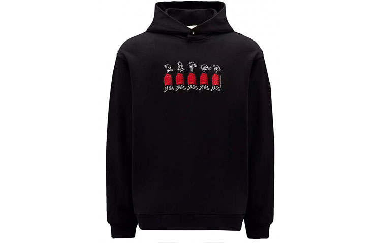 Moncler Sweatshirts Men's Black Hooded Moderate Regular