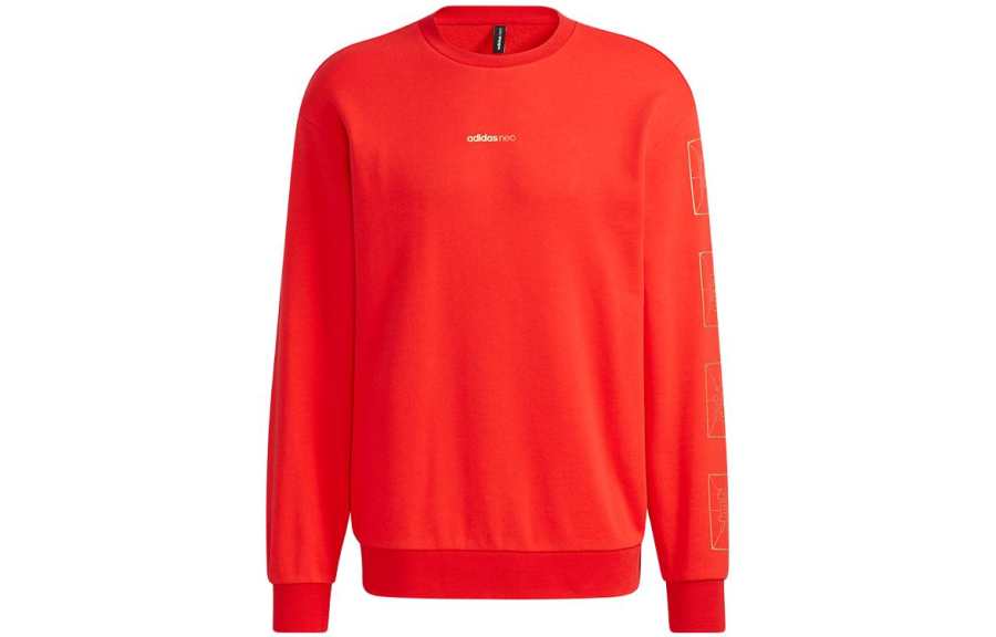 Adidas Neo Sweatshirts Men's Orange Red Crew Neck Moderate Regular