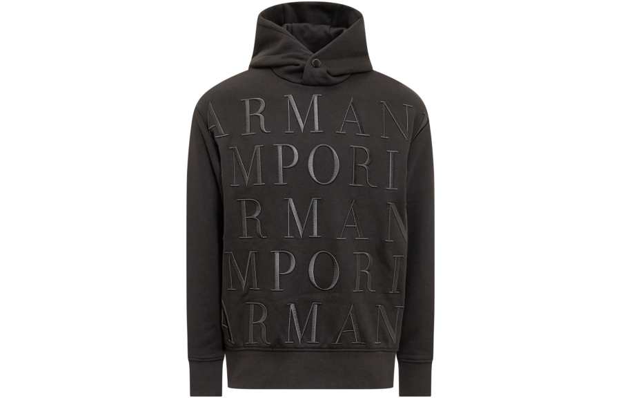 EMPORIO ARMANI 【Previous Season】logo-embroidered cotton hoodie
