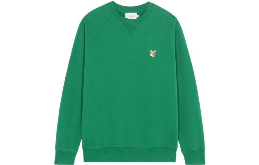 Maison Kitsune Back To Series Sweatshirts Men's Green Crew Neck Moderate