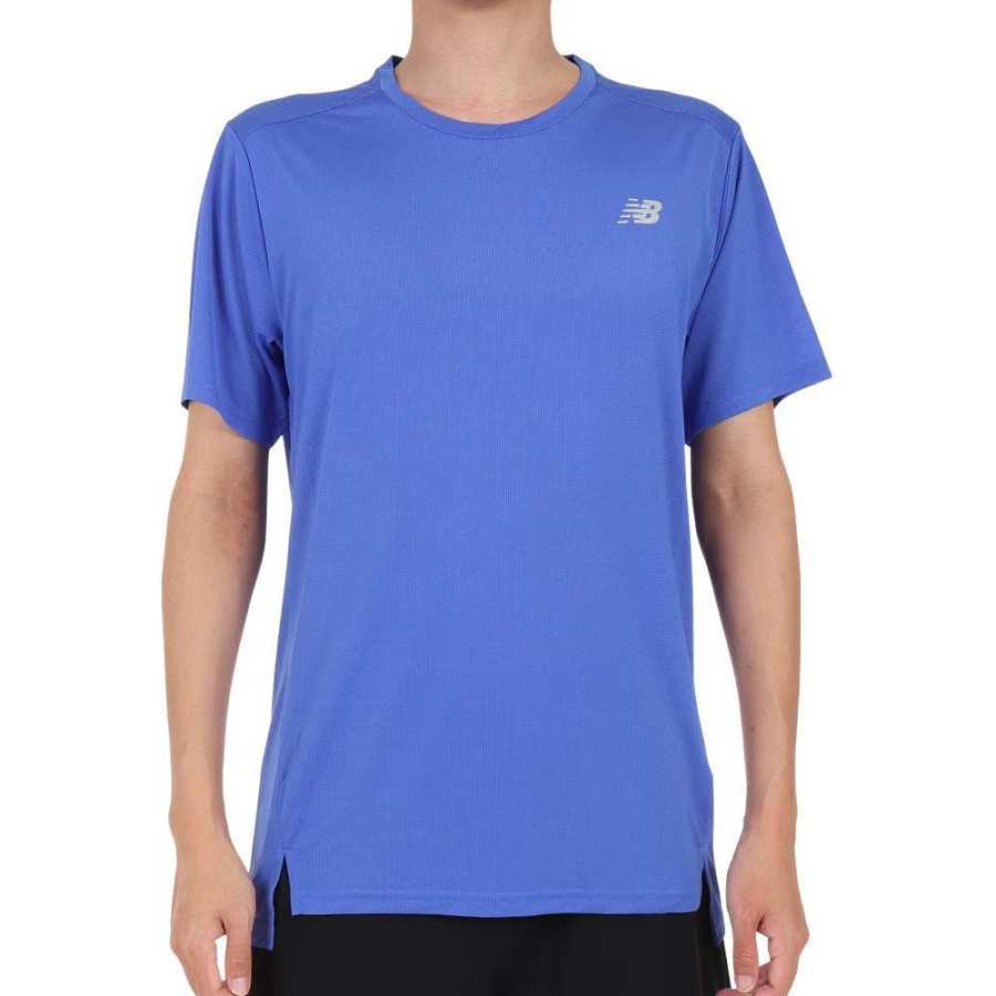 New Balance New Balance T Shirts Men's Blue Crew Neck Moderate Straight Fit