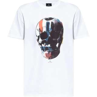 PS By Paul Smith Red Blue Skull Printed T Shirt