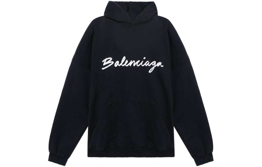 Balenciaga Script Logo Oversized Popover Hoodie