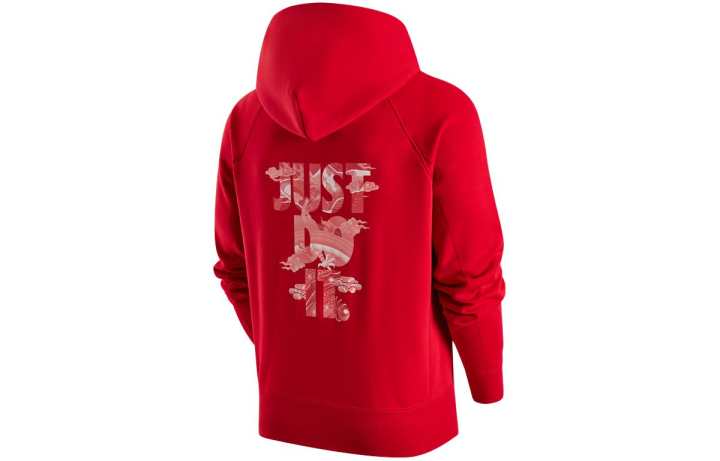 Nike Nike Dragon Soaring New Year Collection FW23 Logo Patterned Print Fleece Lined Pullover Hooded Long Sleeved Sweatshirt