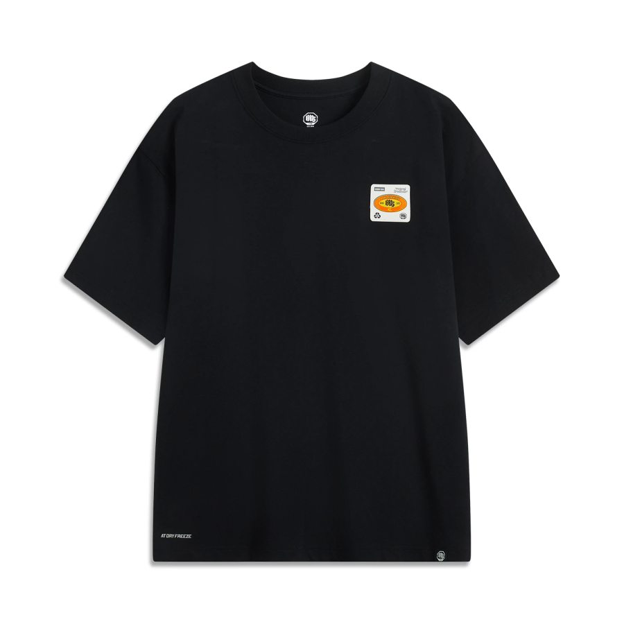 Li-Ning Li Ning T Shirts Men's Black Crew Neck Moderate Straight Fit