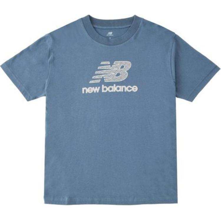 New Balance New Balance T Shirts Men's Blue Crew Neck Moderate Straight Fit