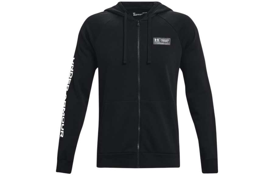 Under Armour Rival Sweatshirts Men's Black Hooded Moderate Cardigan