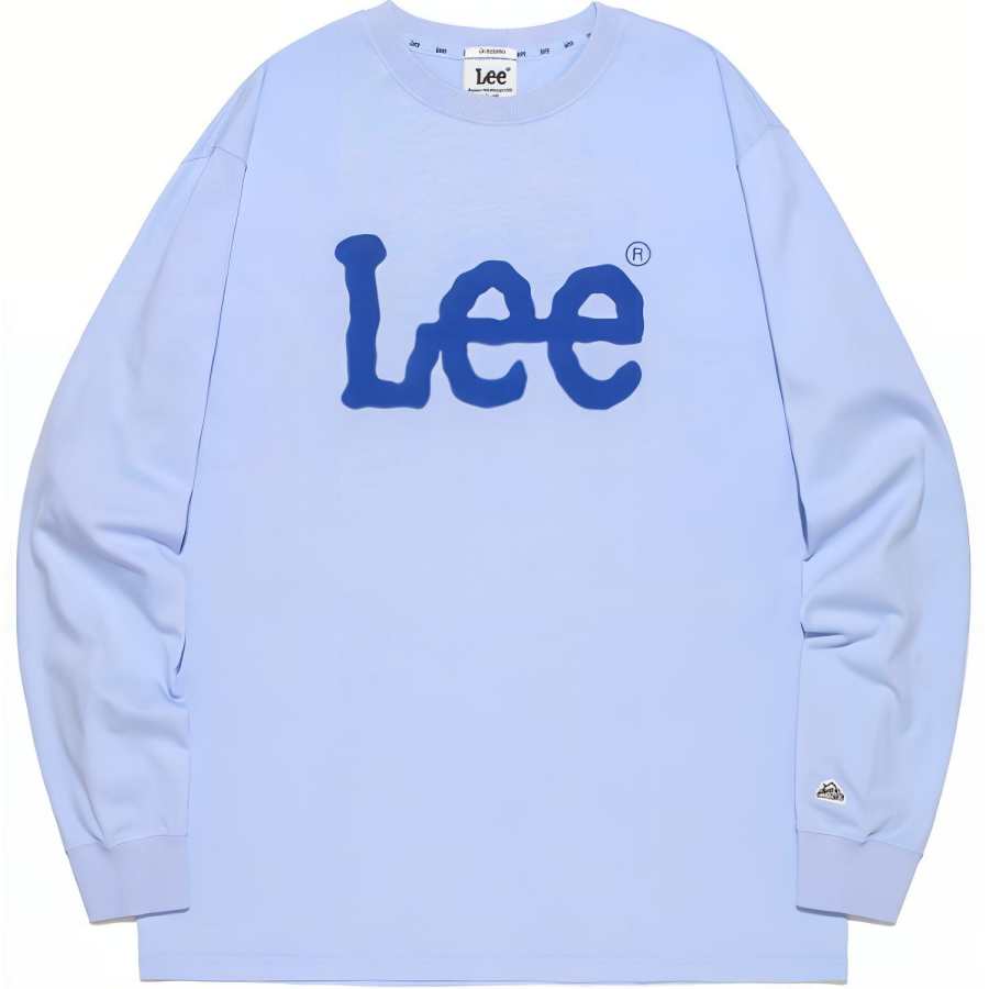 Lee T Shirts Unisex Light Blue Crew Neck Moderate Straight Fit