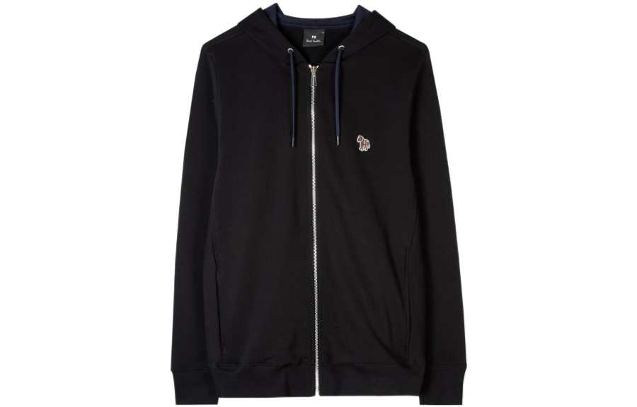 Paul Smith Sweatshirts Men's Black Hooded Moderate Cardigan