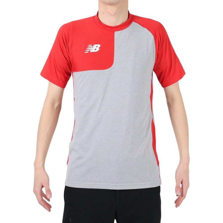 New Balance New Balance Asymmetric Short Sleeve T Shirts Men's Red Crew Neck Moderate Straight Fit