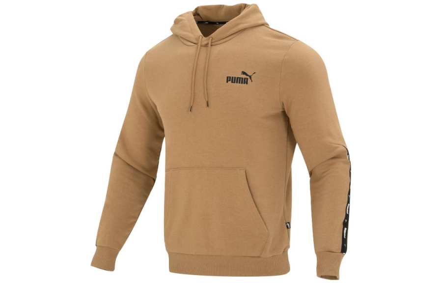 PUMA ESSENTIALS Sweatshirts Men's Khaki Hooded Moderate Regular