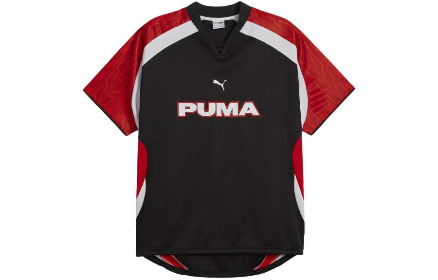 PUMA T Shirts Unisex Black V Neck Moderate