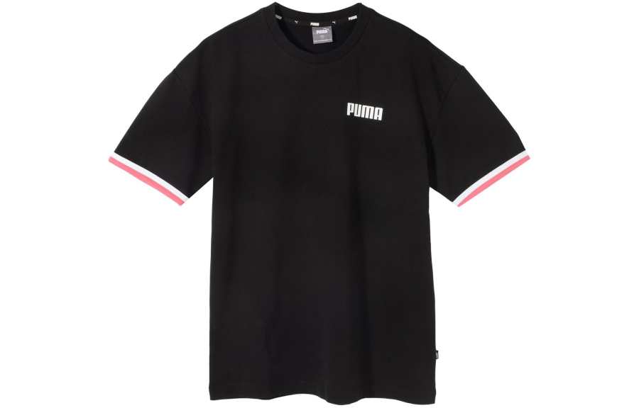 PUMA T Shirts Men's Black Crew Neck Moderate Straight Fit