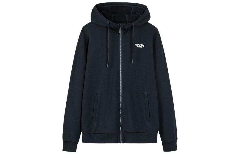ANTA Life Collection Sweatshirts Unisex Black Hooded Moderate Cardigan