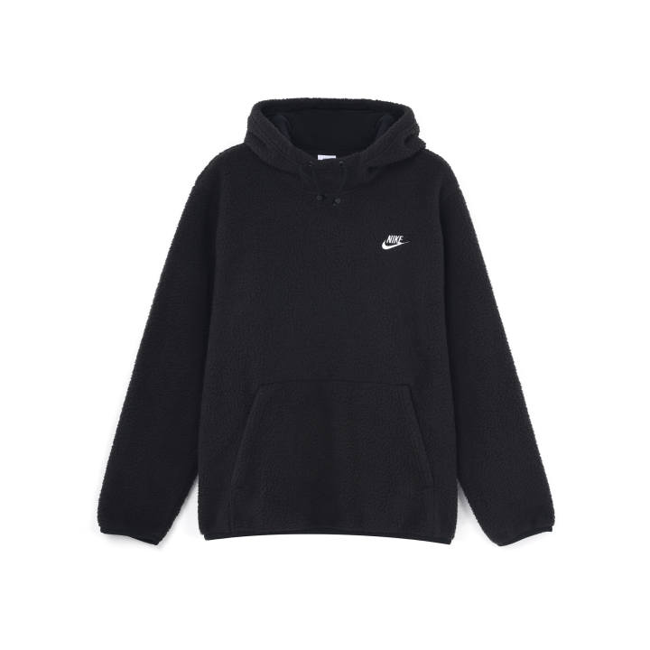 Nike Nike Sportswear Essentials Casual Sports Breathable Brushed Pullover Fleece Lined Hooded Sweatshirt Winter Men's Black