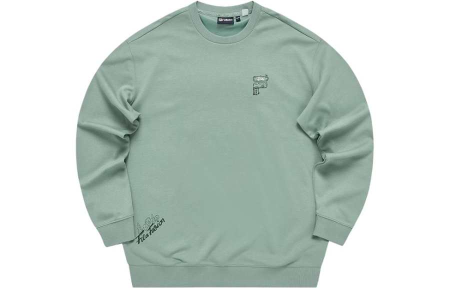 FILA FUSION FOB Sweatshirts Unisex Stone Gray Green Crew Neck Moderate Regular