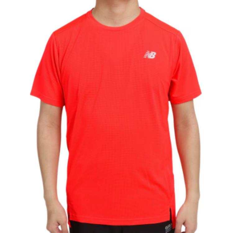New Balance New Balance T Shirts Men's Red Crew Neck Moderate Straight Fit