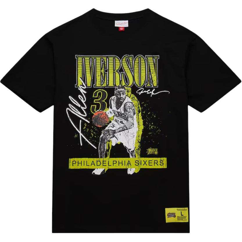 Mitchell Ness Allen Iverson Philadelphia 76ers Neon Pop Player T Shirt Men's Black