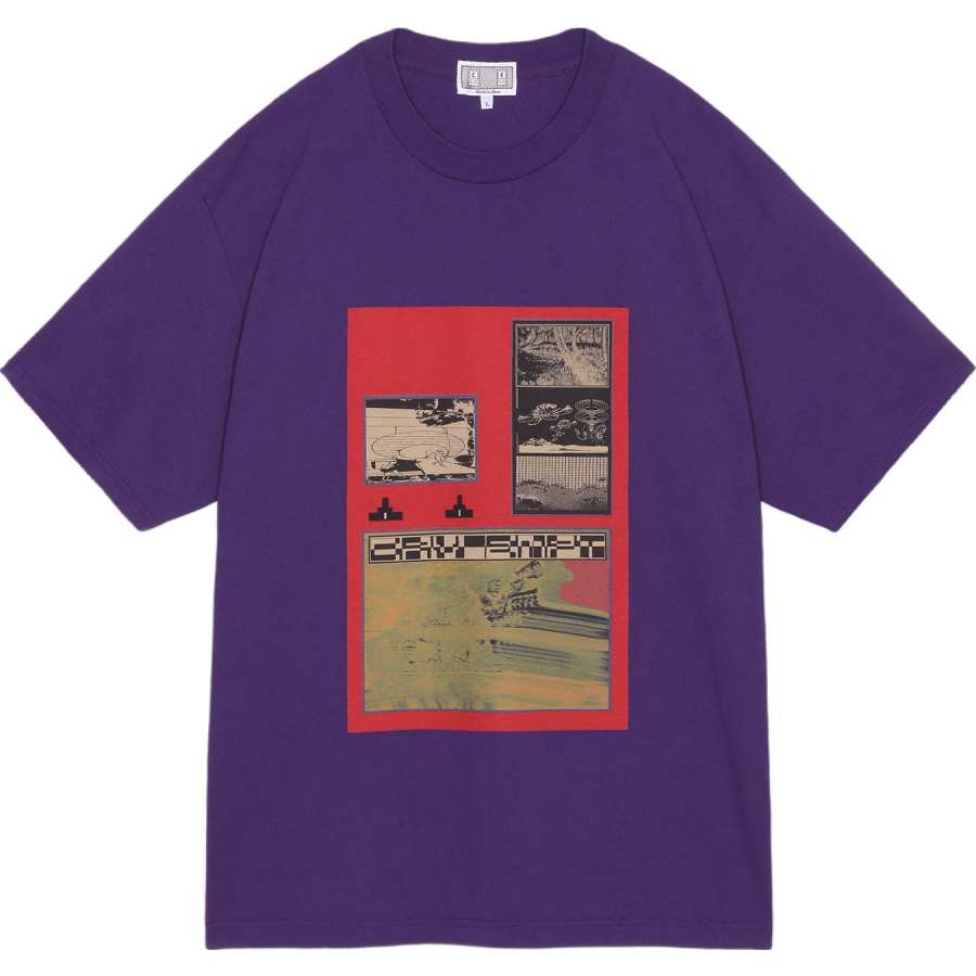 Cav Empt T Shirts Men's Purple Crew Neck Moderate Straight Fit