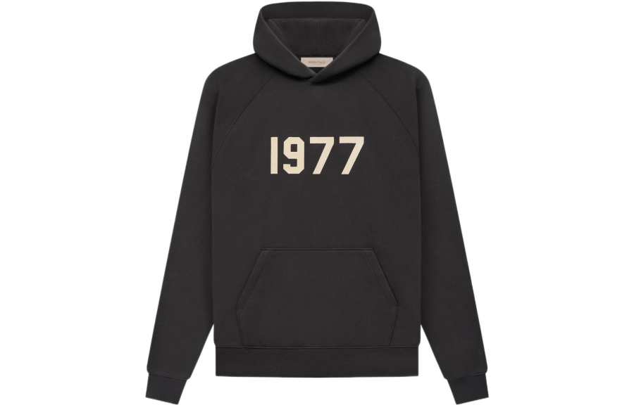 Fear Of God Essentials 1977 Series SS22 Hoodie Iron Numbers Flock Logo Pullover Hooded Fleece Lined American Sweatshirt