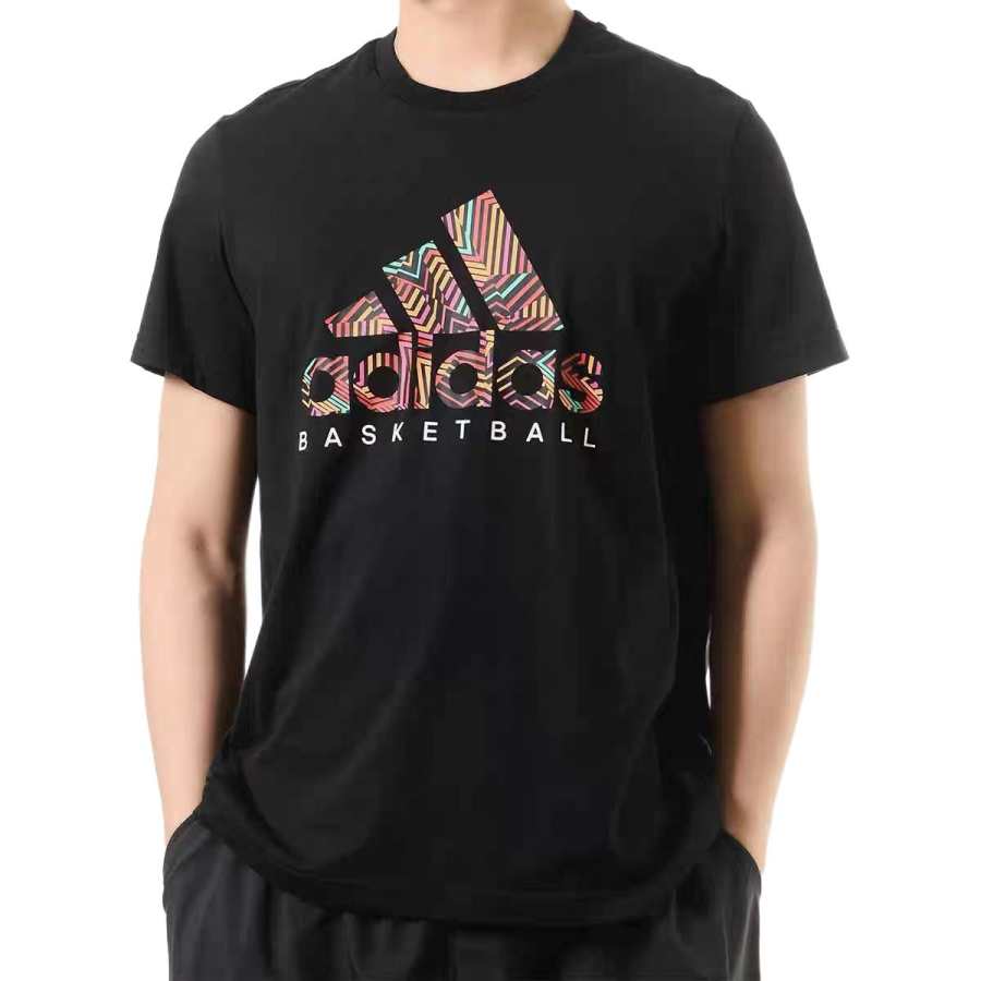 Adidas Adidas T Shirts Men's Black Crew Neck Moderate Straight Fit