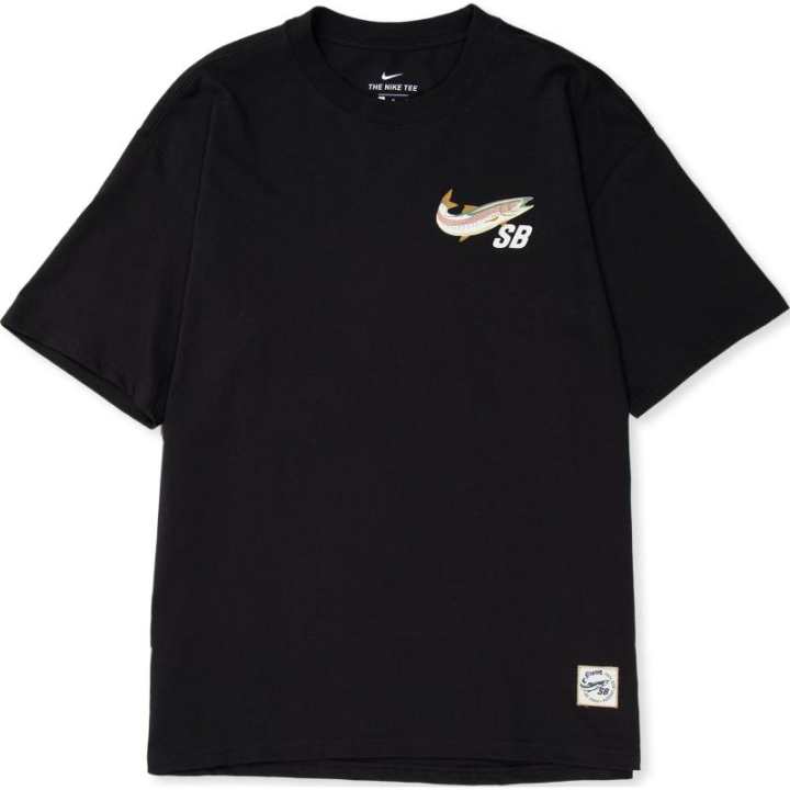 Nike Nike T Shirts Men's Black Crew Neck Moderate Straight Fit